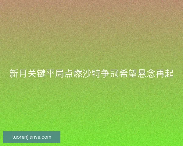 新月关键平局点燃沙特争冠希望悬念再起 新月关键平局点燃沙特争冠希望悬念再起